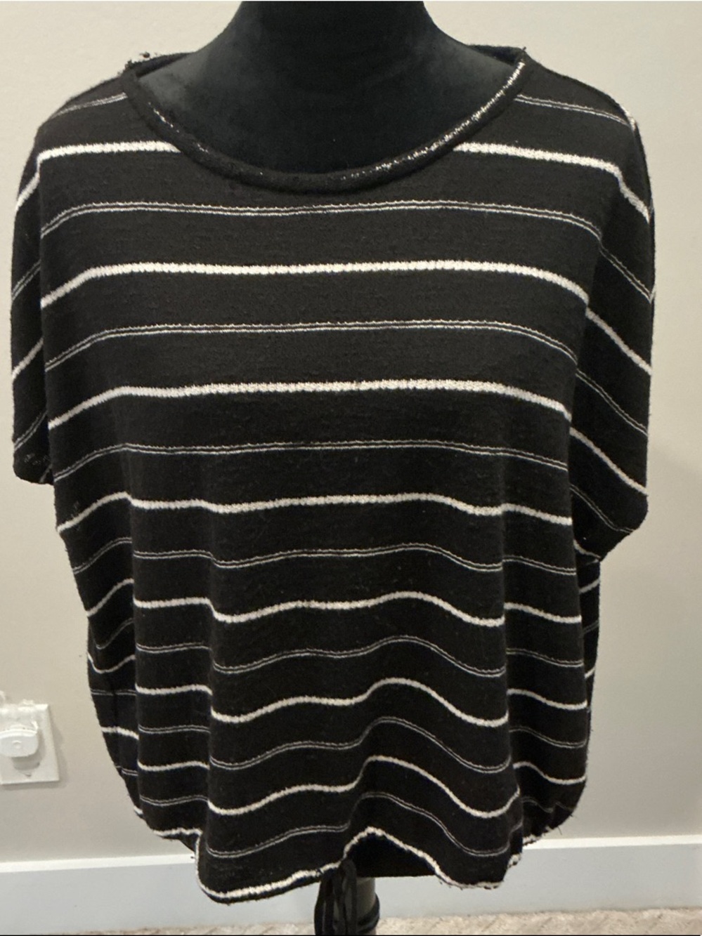 Max Studio Black and White Striped Sweater Top